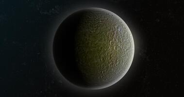 rhea, saturnus måne, roterande i dess egen bana i de yttre Plats video