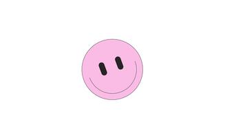 Minimalist smile face swaying 2D cartoon object animation. Happiness and positivity reaction. Emotional expression. Friendly cheerful emoji animated flat colorful item 4K isolated on white video