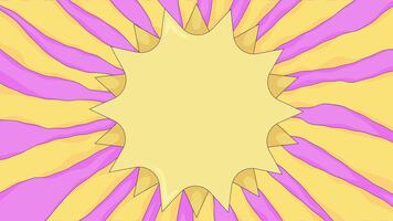 strålnings sunburst spinning 2d tecknad serie animation. psychedelic rosa gul brista. dynamisk rörelse. 70s abstrakt roterande. retro häftig vibrafon animerad platt bakgrund 4k bakgrund scen berättande video