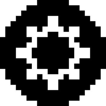 Abstract black and white pixelated symbol resembling a gear or cog, perfect for design elements vector