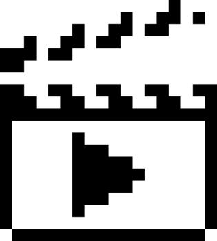 Pixelated Clapperboard with Play Button A Digital Movie Icon vector