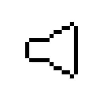 Pixelated speaker icon representing sound, audio, and volume control in a digital interface vector