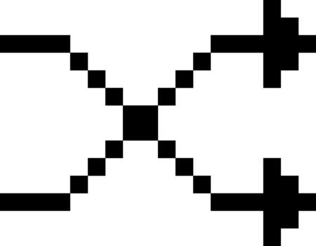 Dynamic monochrome pixel grid pattern showcasing an abstract symmetrical arrangement of interconnected squares, reflecting digital aesthetics, expansion, and conceptual flow in a modern graphic design vector