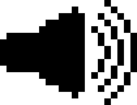 Pixelated speaker icon symbolizing sound and audio, representing volume and multimedia playback, with broadcasting and communication themes vector