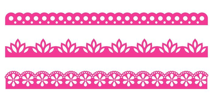 Lace scallop border edge frame pattern trim tape simple forms with gentle lines. This punch paper design adds light texture. A soft accent for craft pages. vector
