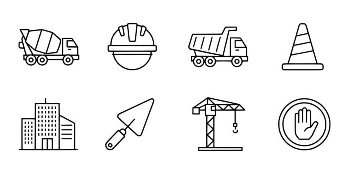 Construction Site Icons Set for Building Projects vector
