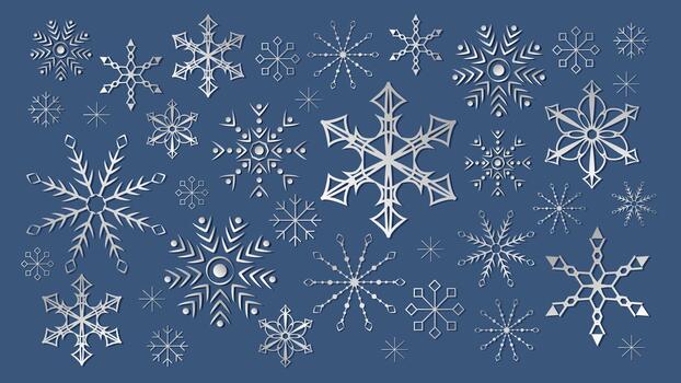 Elegant Christmas background with shining silver snowflakes. An invitation form, design for a festive New Year card vector