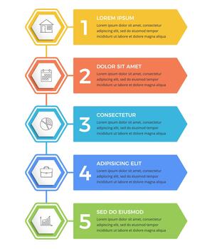 Infographic template with five options or steps with place for icons and text vector