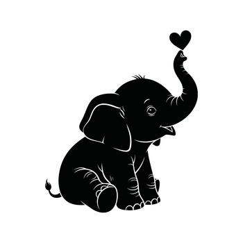 An elephant holding a heart in its trunk vector