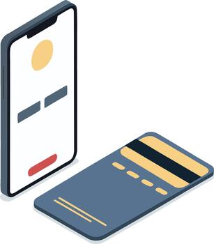 Secure mobile banking and convenient online payment processing, demonstrating digital financial management and electronic transactions via smartphone and credit card vector