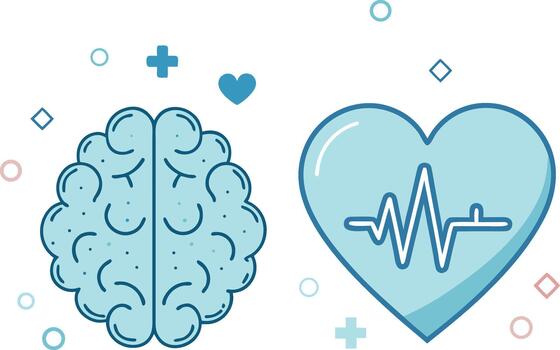 ilustrativo representación de el vital conexión Entre el humano cerebro y corazón, simbolizando el profundo enlace Entre mental salud y físico bienestar vector