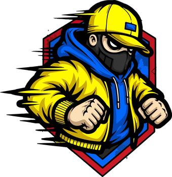 Dynamic Urban Character Mascot with Speed Lines vector