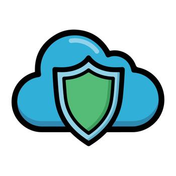 Cloud computing security concept illustration shield protection data storage network digital technology safety backup vector