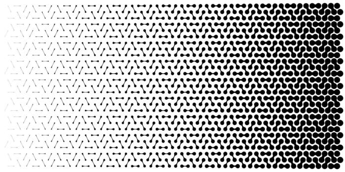 conectado círculo, metaball punteado orgánico modelo. píxel punto antecedentes. resumen geométrico forma textura. digital línea cuadrícula de disuelto mosaico transformar partícula tecnología. degradado ruido efecto vector
