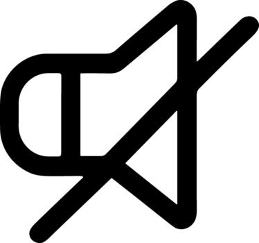 Mute speaker icon with a diagonal line indicating no sound. vector