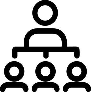 Simple black line icon of a business hierarchy chart. vector