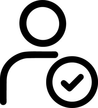 User verification icon with a checkmark for account approval. vector