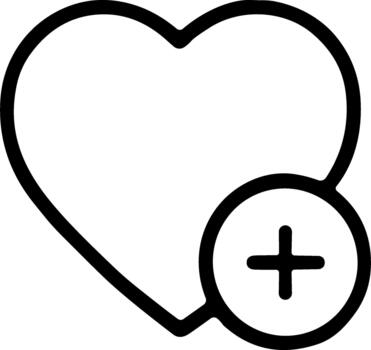 añadir a favoritos línea icono con corazón y más símbolo. vector