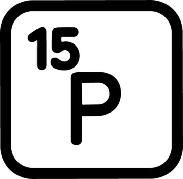Phosphorus chemical element symbol P with atomic number 15. vector