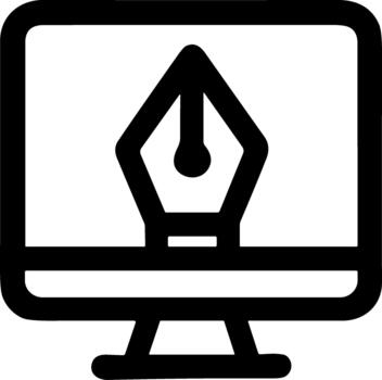 pen tool icon displayed on a computer monitor screen. vector