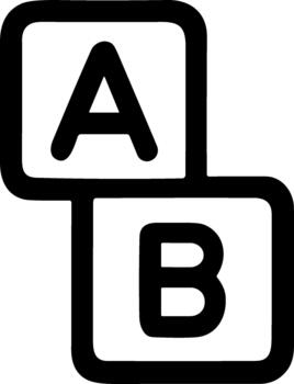 A and B alphabet blocks stacked in a simple line art icon. vector