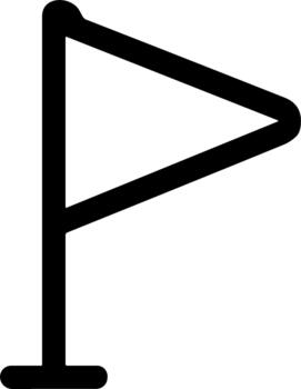 Simple black outline of a triangular flag icon on a pole. vector