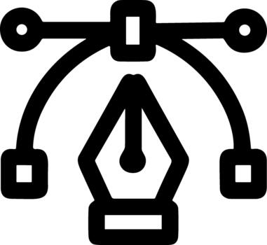 pen tool icon with anchor points creating a Bezier curve. vector