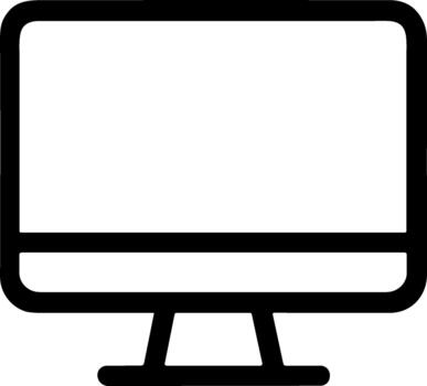 negro contorno icono de un escritorio computadora monitor en un pararse. vector