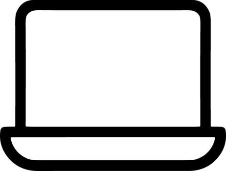 Simple black line icon of a laptop computer isolated on a white background. vector