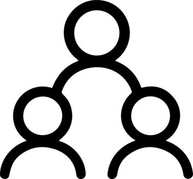 minimalista negro línea icono de un equipo jerarquía estructura. vector