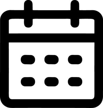 Simple black line art calendar icon for scheduling events. vector