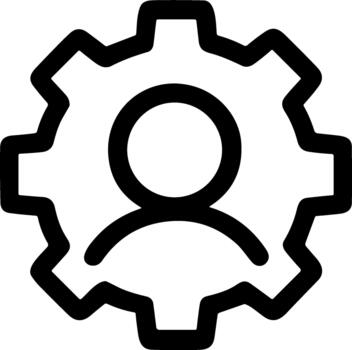 User settings gear icon for account management and profile configuration. vector