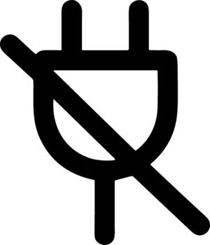 Unplugged electrical plug icon with a line through it. vector