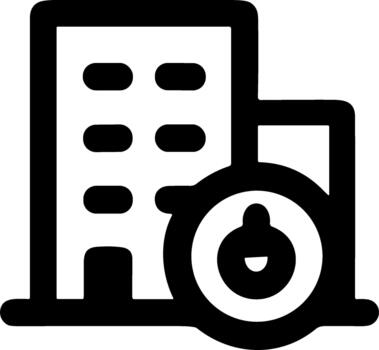 seguro edificio icono con un combinación bloquear símbolo. vector