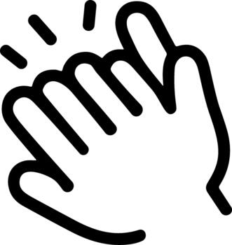 Minimalist line art icon of a clapping hand gesture. vector