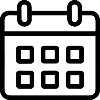 Simple black outline calendar icon for scheduling and planning. vector
