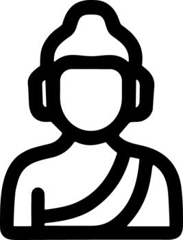 Simple line icon of a Buddhist monk figure in robes. vector