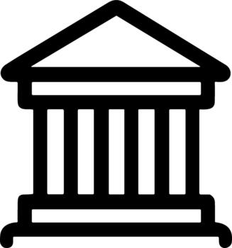 negro y blanco línea Arte icono de un clásico edificio con columnas vector