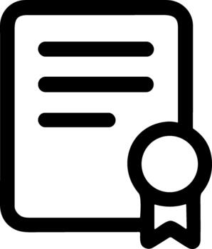 Simple black line icon of a certificate or diploma document. vector