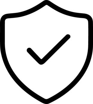 Security shield with check mark line art icon isolated. vector