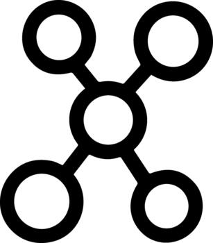 Simple black molecule structure icon representing a network connection. vector