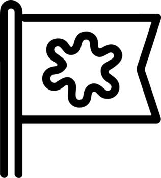 Simple line icon of a flag with a splat emblem. vector