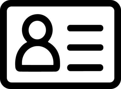 Simple line art icon of a user identification card. vector