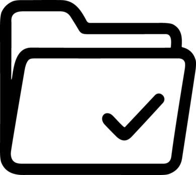 sencillo negro línea icono de un verificado carpeta con un marca de verificación. vector