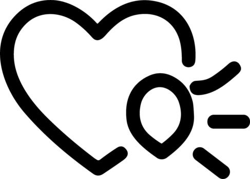 Simple line icon of a heart with a location pin symbol. vector