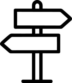 Simple line art icon of a signpost with two arrows. vector