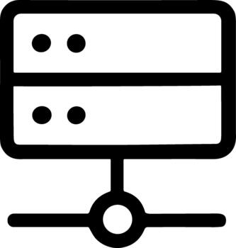 Simple black line icon of a network server rack. vector