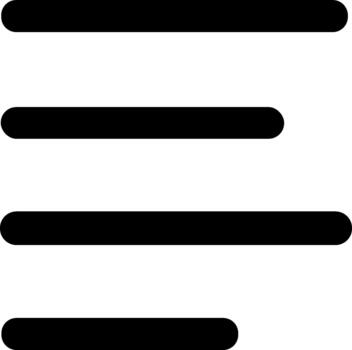 Left align text formatting icon in black on a white background. vector