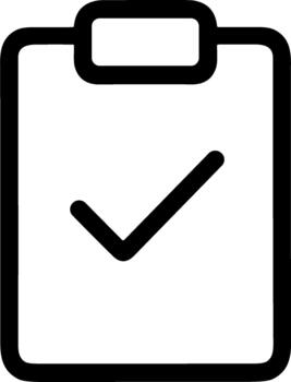 portapapeles con marca de verificación línea icono para tarea terminación. vector