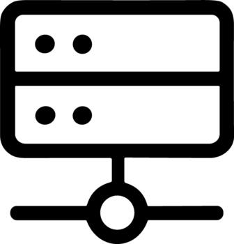 Minimalist server icon representing data storage and network connection. vector